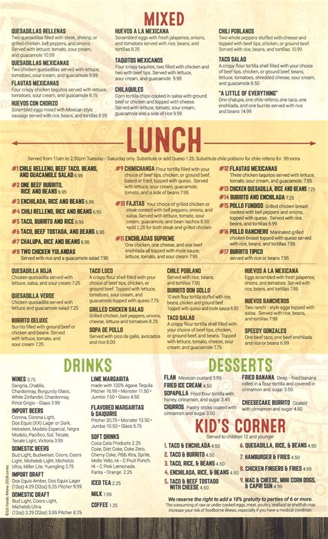 Sanjose Menu .